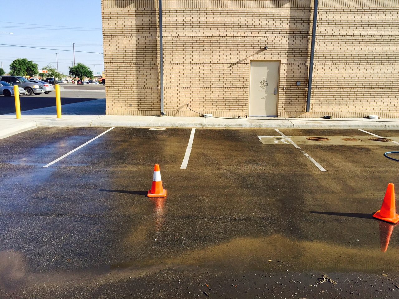 Commercial parking lot pressure washing